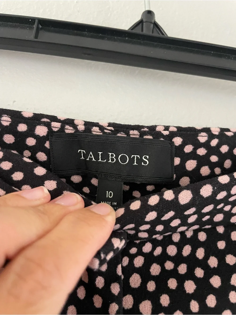 Talbots Black Pants with Pink Dot Print